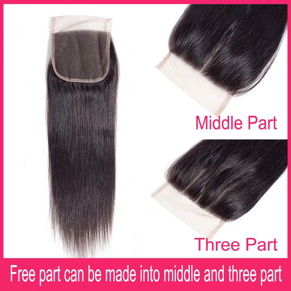 Transparent Lace Closure Pre Plucked 100% Brazilian Human Hair 4X4 13X4 Swiss Lace Closures Frontals Only for Black Women Sale