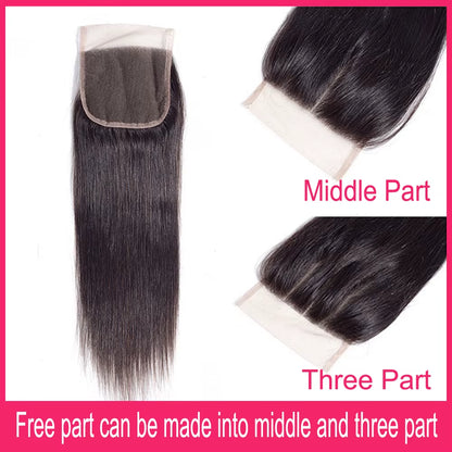 Transparent Lace Closure Pre Plucked 100% Brazilian Human Hair 4X4 13X4 Swiss Lace Closures Frontals Only for Black Women Sale