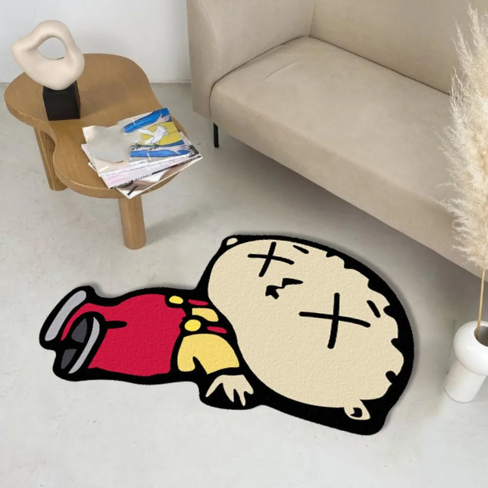VIKAMA Humorous Cartoon Character Design Carpet - Soft, Suitable for Bedroom and Living Room Carpets, Lively Home Decoration.