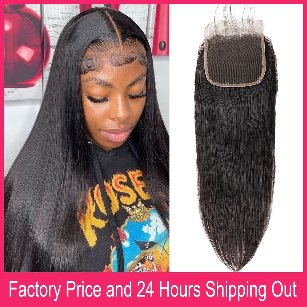 Transparent Lace Closure Pre Plucked 100% Brazilian Human Hair 4X4 13X4 Swiss Lace Closures Frontals Only for Black Women Sale