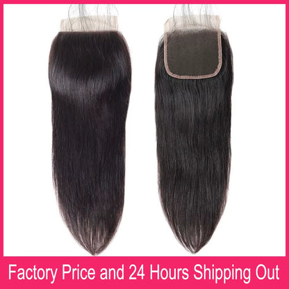 Transparent Lace Closure Pre Plucked 100% Brazilian Human Hair 4X4 13X4 Swiss Lace Closures Frontals Only for Black Women Sale